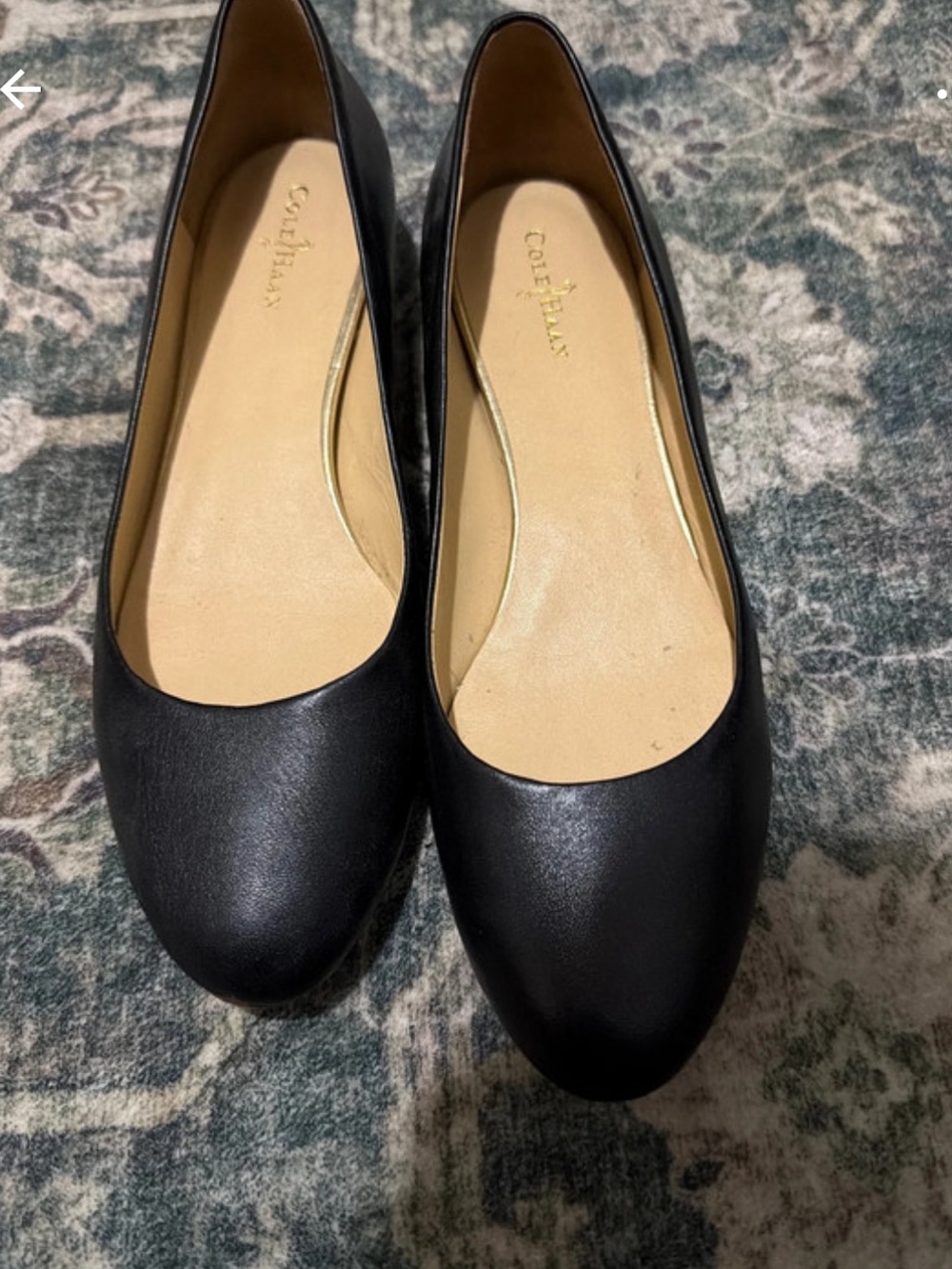 Cole Haan Black Leather Round-Toe Ballet Flats
